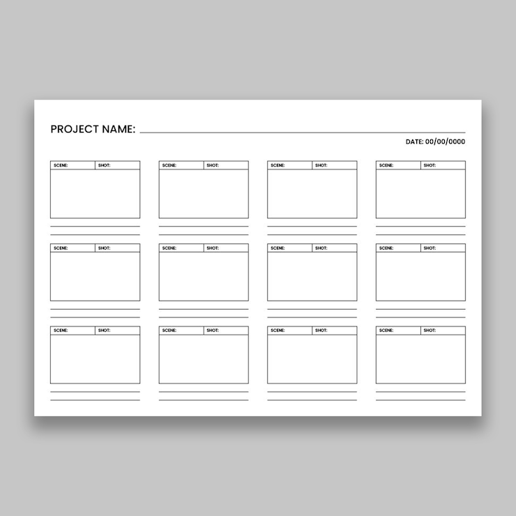 Free Vector simple 12 blank panel storyboard