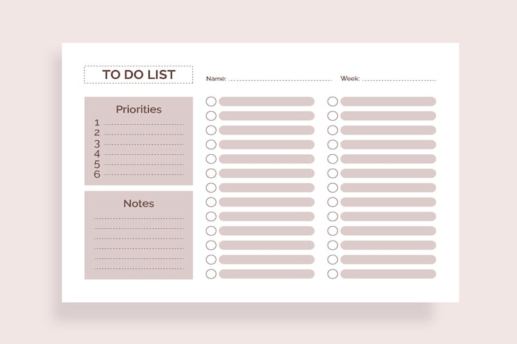 Free Vector simple monocolor printable to do list
