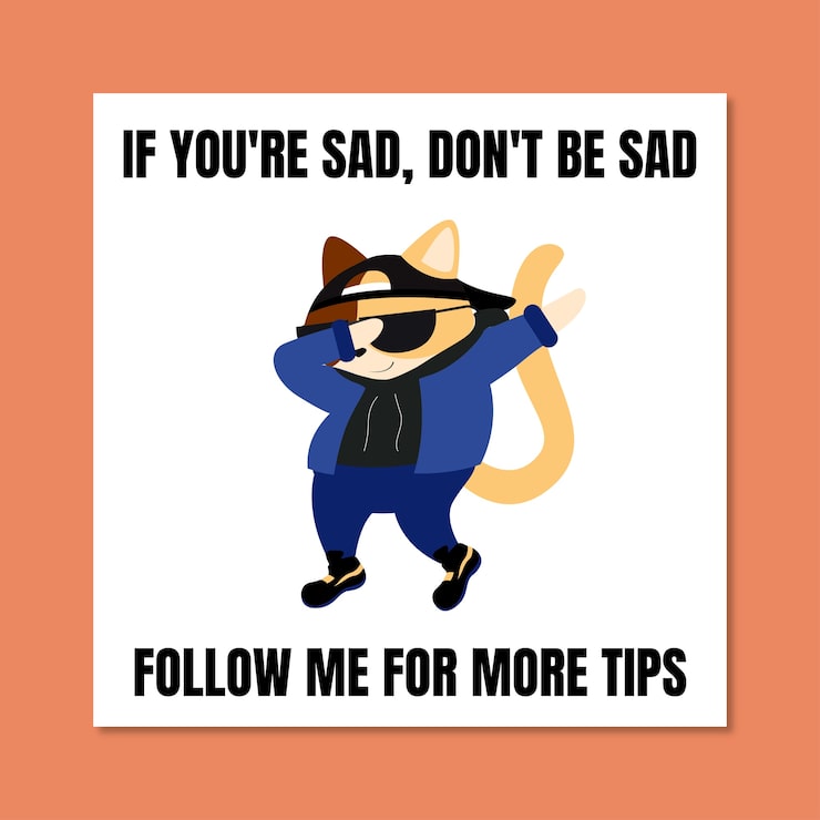 Free Vector simple motivational cat square meme