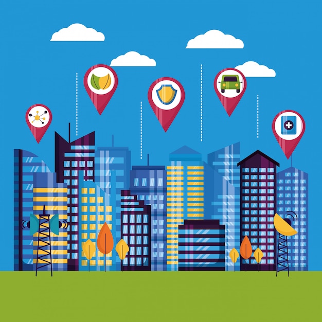 Free Vector smart city illustration
