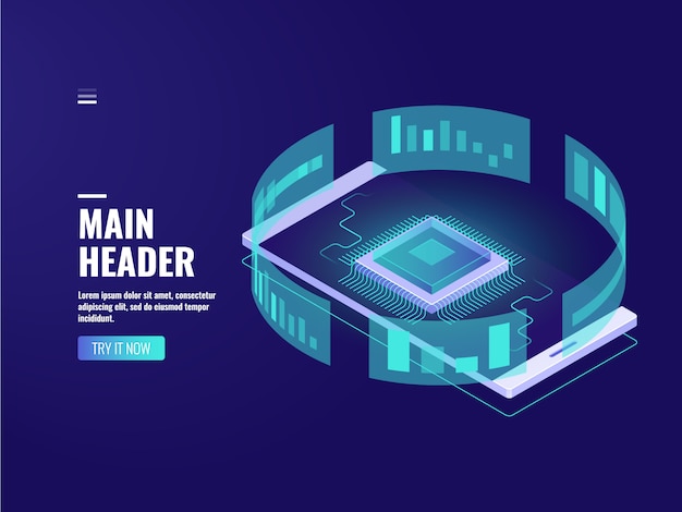 Free Vector smart data processing, business helper, automated reporting process, calculation power