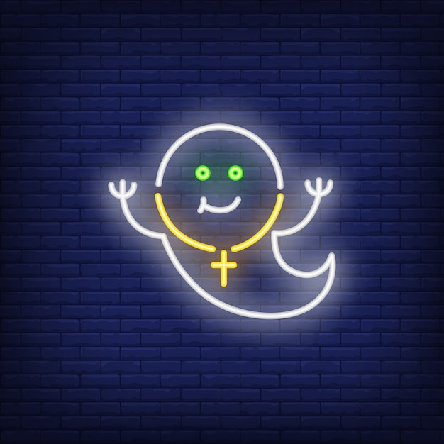 Free Vector smiling ghost neon sign