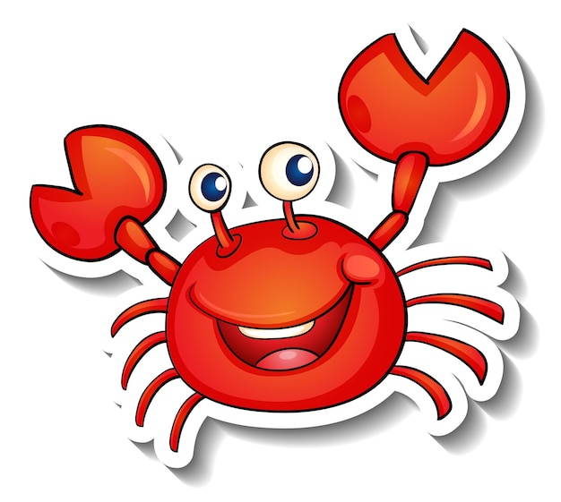 Free Vector smiling red crab cartoon sticker