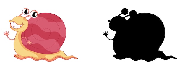 Free Vector snail with its silhouette on white background