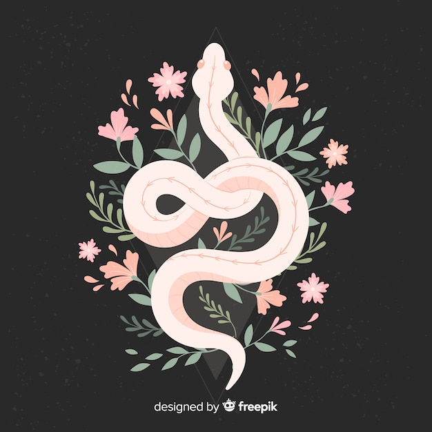 Free Vector snake with flowers background