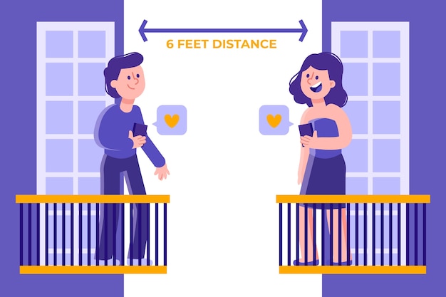 Free Vector social distancing concept for illustration style