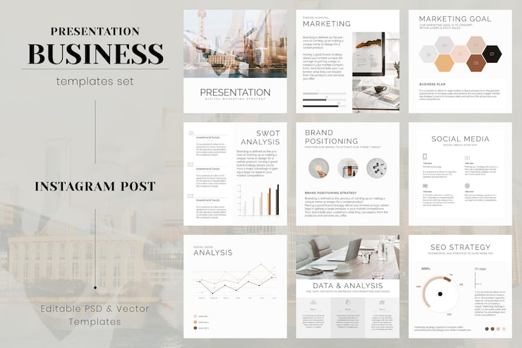 Free Vector social media marketing post vector editable template set