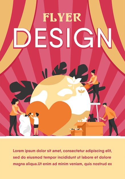 Free Vector social team helping charity and sharing hope flat