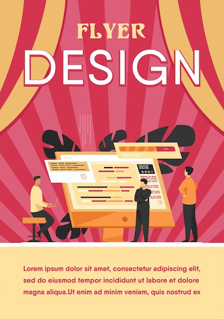 Free Vector software developers coding on computer with script