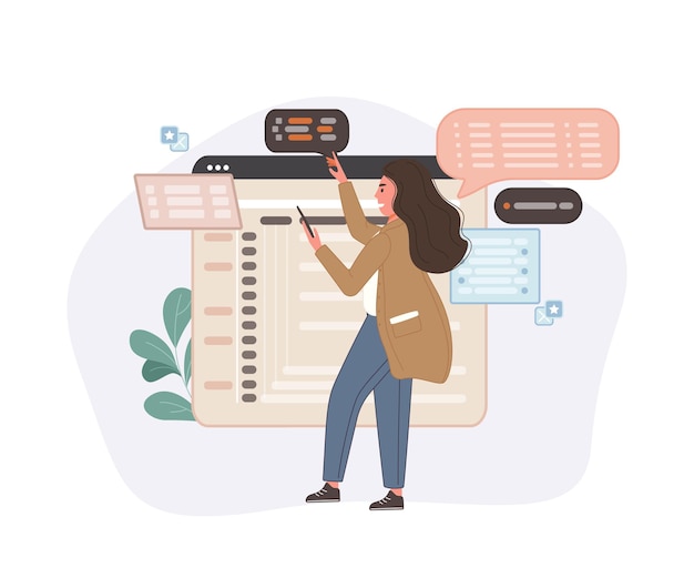 Free Vector software developing programmers investigates code.