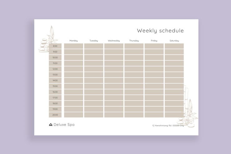 Free Vector spa schedule template design