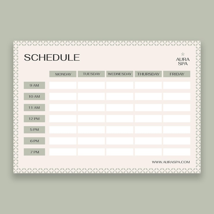 Free Vector spa schedule template design