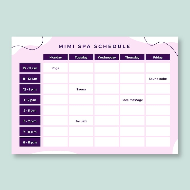 Free Vector spa schedule template design