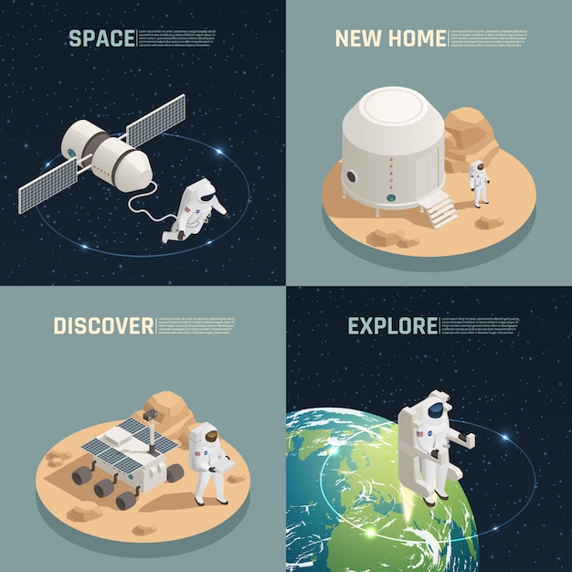 Free Vector space exploration 4 isometric composition