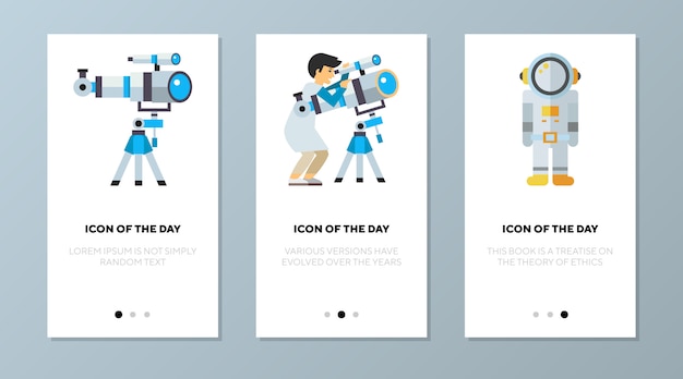 Free Vector space exploration screen app set