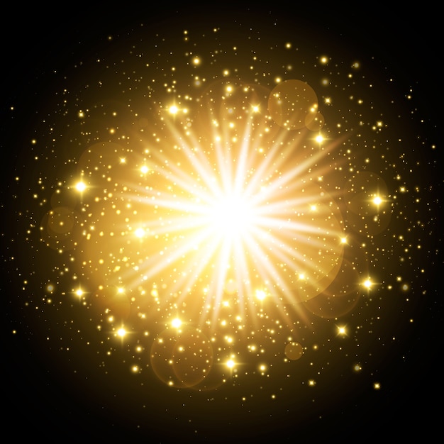 Free Vector sparkling golden sunrise light effect