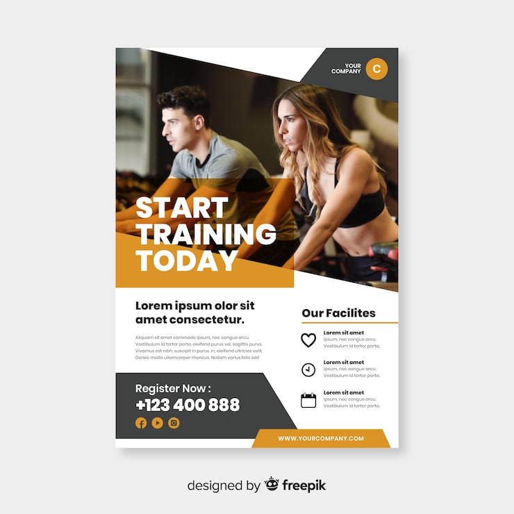 Free Vector sport flyer with image template