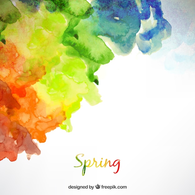 Free Vector spring background in watercolor style