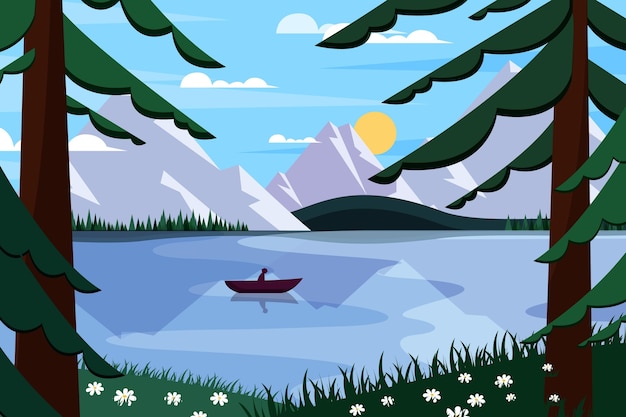 Free Vector spring landscape scene