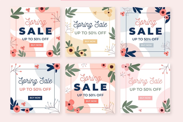 Free Vector spring sale instagram posts