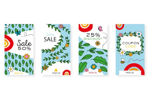 Free Vector spring sale stories pack