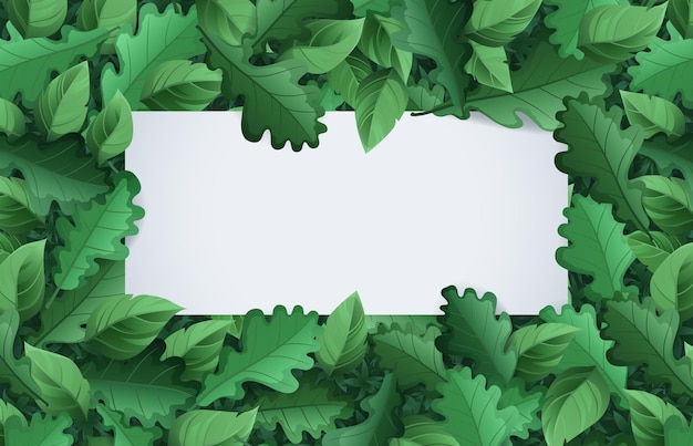 Free Vector spring summer banner with green foliage frame