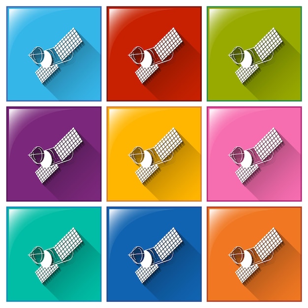 Free Vector square buttons with satellites