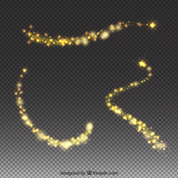 Free Vector star trail set of three