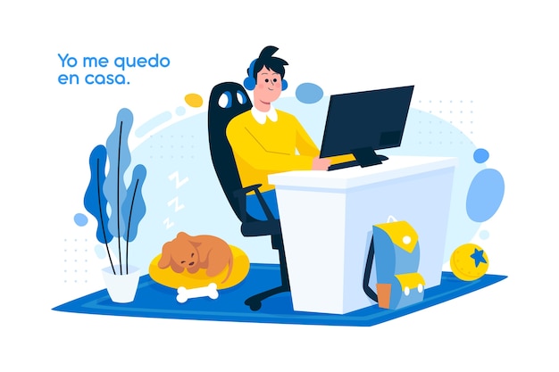 Free Vector stay at home concept