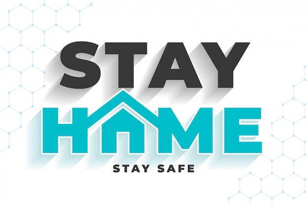 Free Vector stay home stay safe message for virus protection