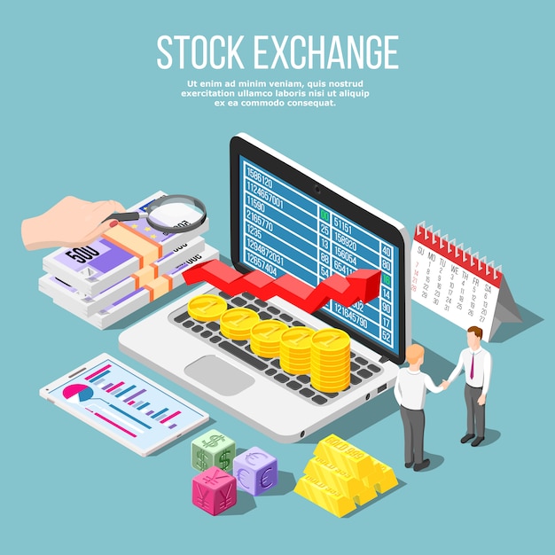 Free Vector stock exchange isometric   