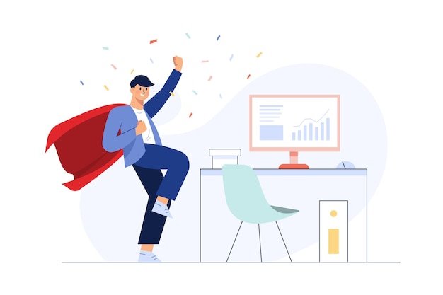 Free Vector successful businessman celebrating a victory.