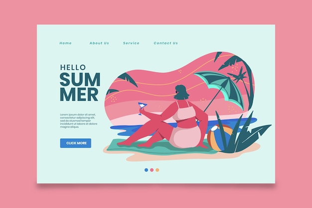 Free Vector summer landing page template