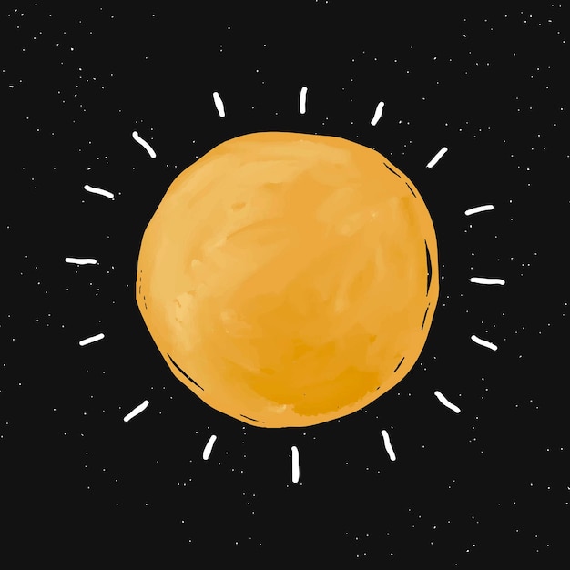Free Vector sun drawing, doodle icon vector, cute galaxy illustration