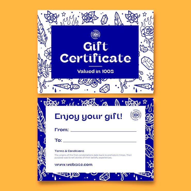 Free Vector tattoo studio gift certificate