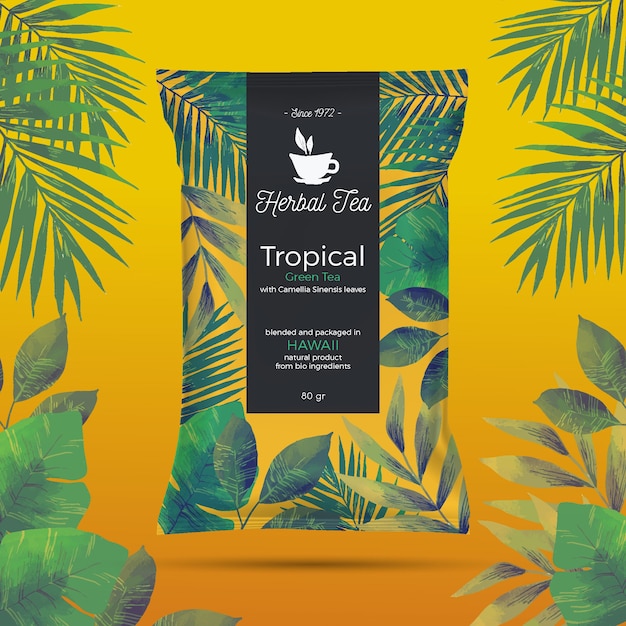 Free Vector tea ad with watercolor decoration