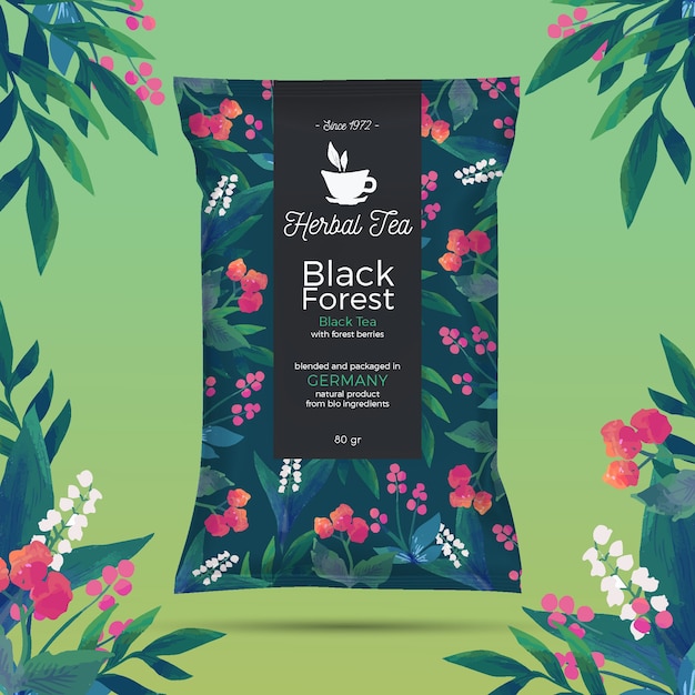 Free Vector tea ad with watercolor decoration