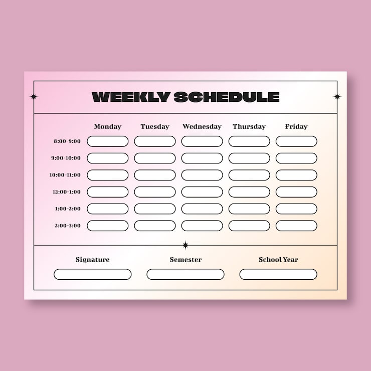Free Vector teacher schedule template design
