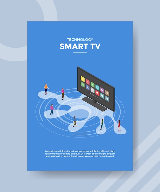 Free Vector technology smart tv people standing front television