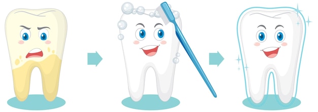 Free Vector teeth cleaning procedure on white background