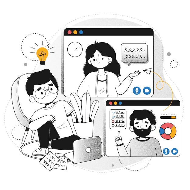 Free Vector telecommuting concept illustration