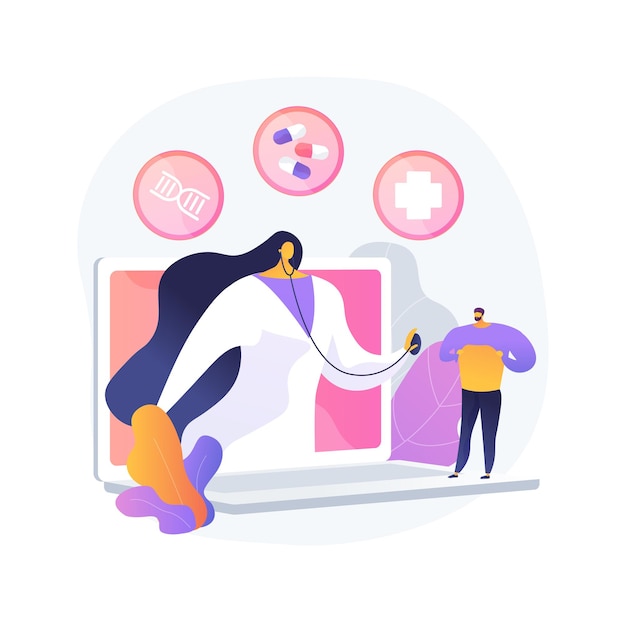 Free Vector telehealth abstract concept vector illustration. virtual medical care, remote admission, doctor advice, telehealth appointment, coronavirus pandemic lockdown, social distancing abstract metaphor.