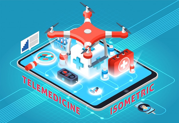 Free Vector telemedicine isometric composition
