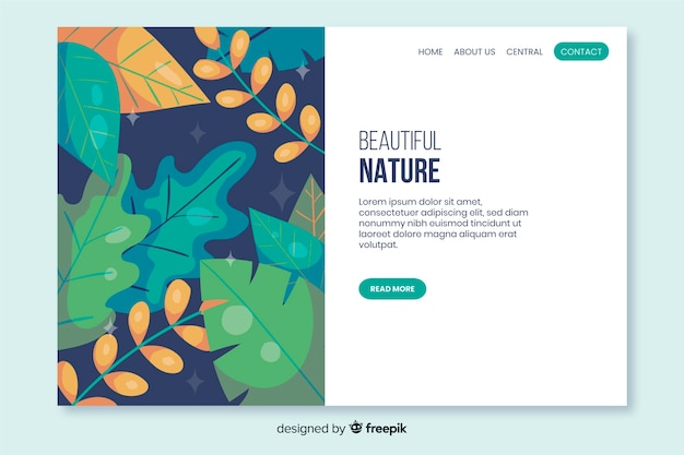 Free Vector template of nature landing page