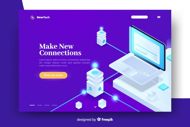 Free Vector template technology concept landing page
