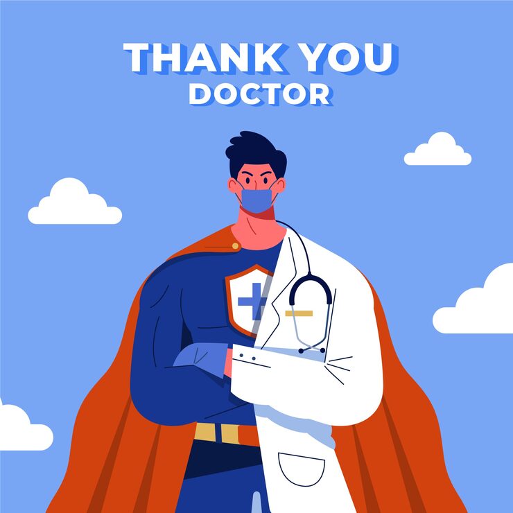 Free Vector thank you doctor superhero concept
