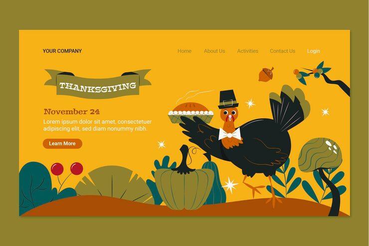 Free Vector thanksgiving celebration landing page template