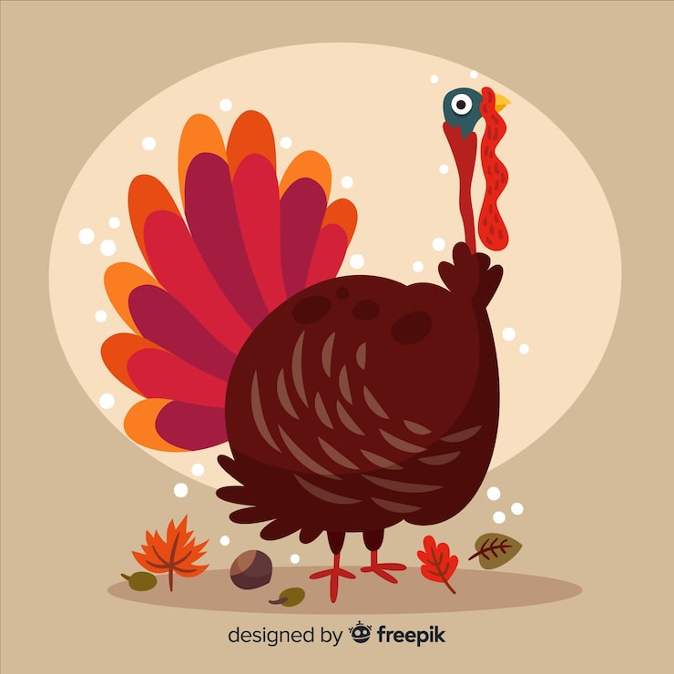 Free Vector thanksgiving day background in flat design with turkey