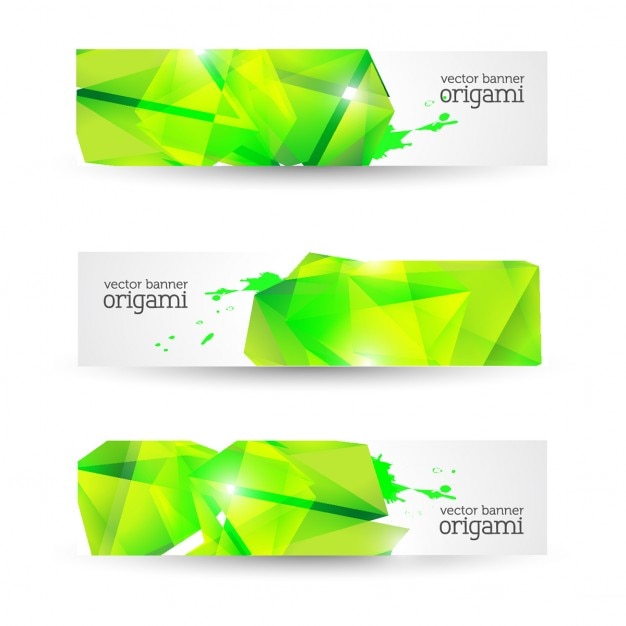 Free Vector three abstract green banners