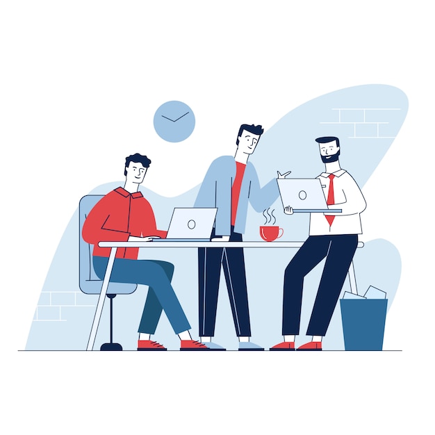 Free Vector three man having business meeting in the office